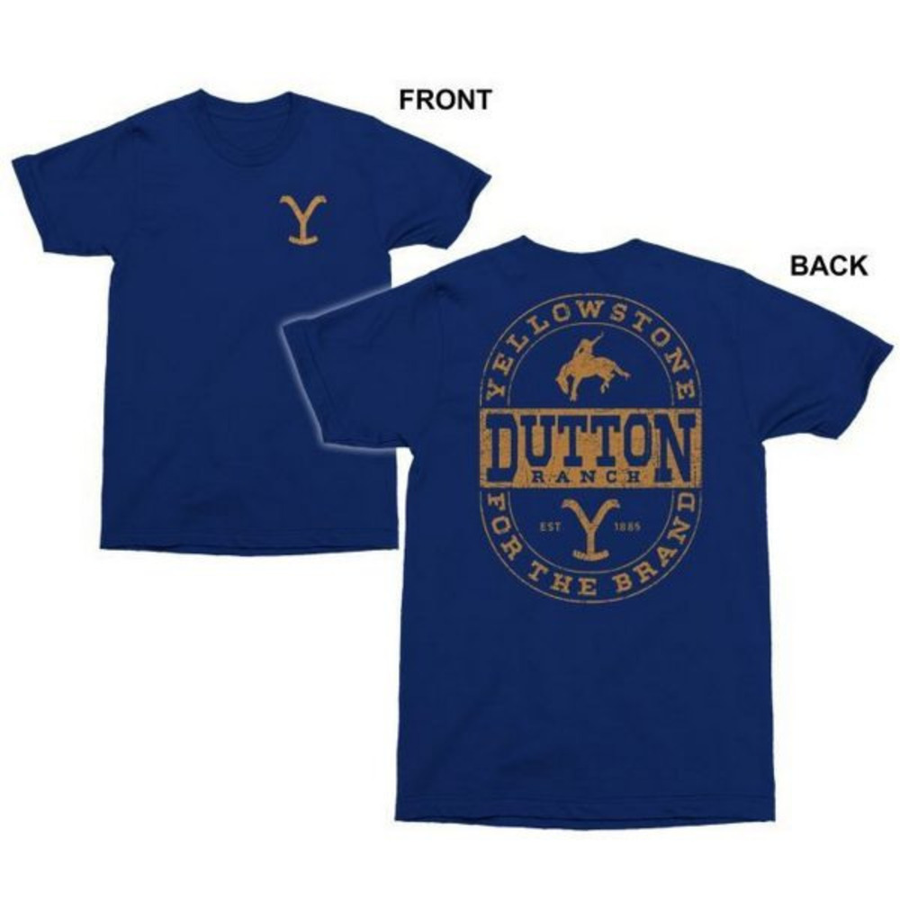 Yellowstone Dutton Ranch Bucking Blue T-Shirt 2 Sided